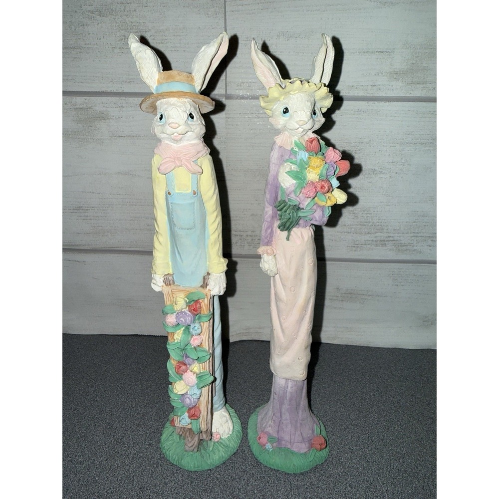 Windsor Collection Pencil Bunnies Easter Couples Collectibles Figurines 12"